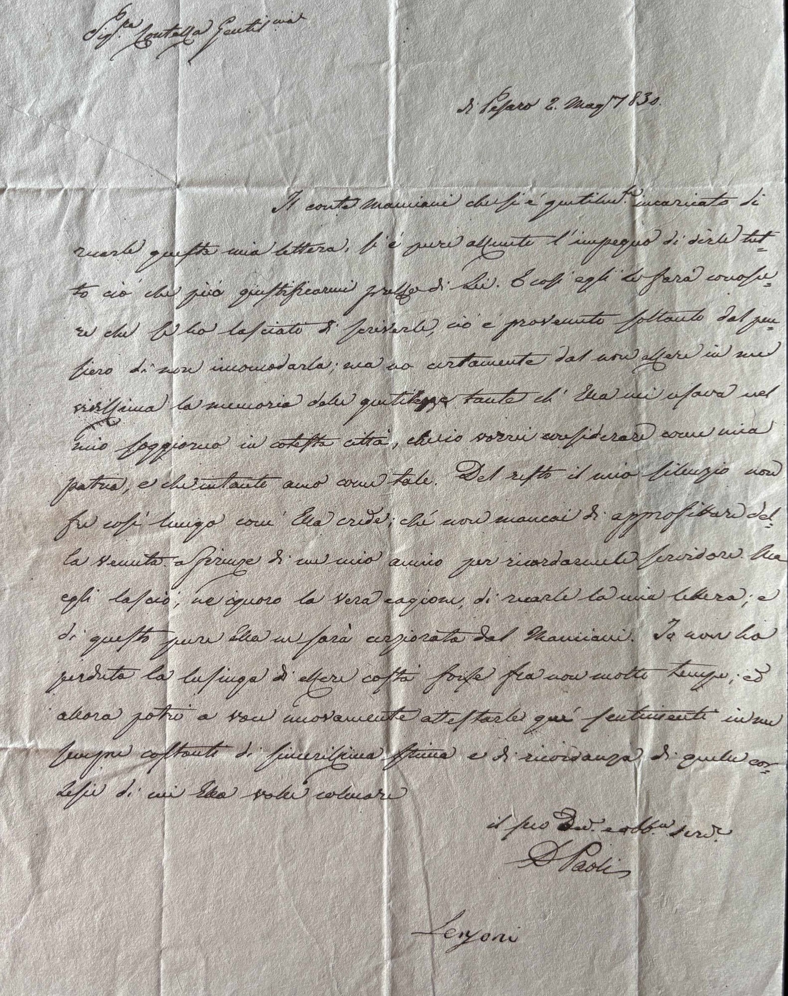 Domenico Paoli sua lettera